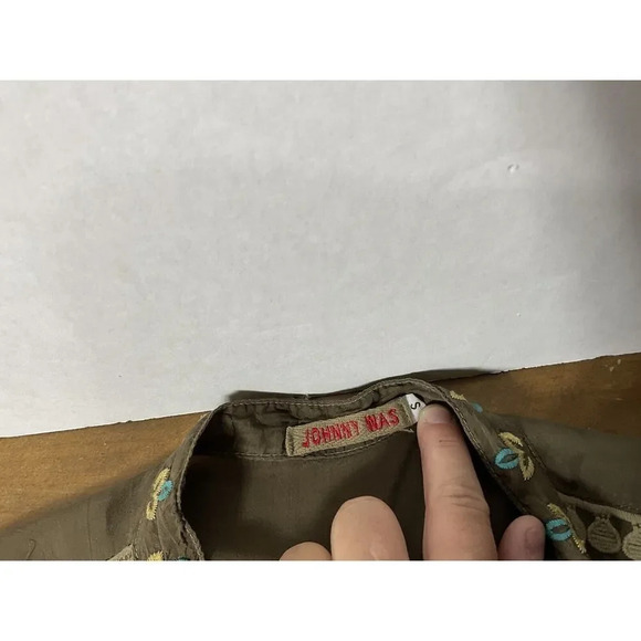 Johnny Was Joulette Olive Green Embroidered Tunic Size Small - Picture 6 of 12